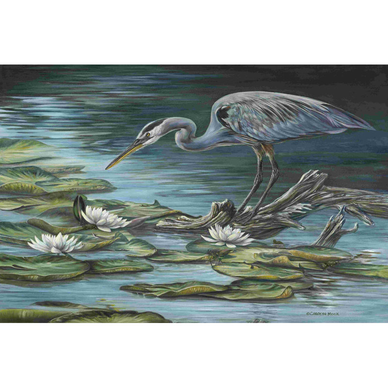 «Heron Haven» par Carolyn Mock - reproduction d'art sur toile tendue, H 8 po x l 12 po
