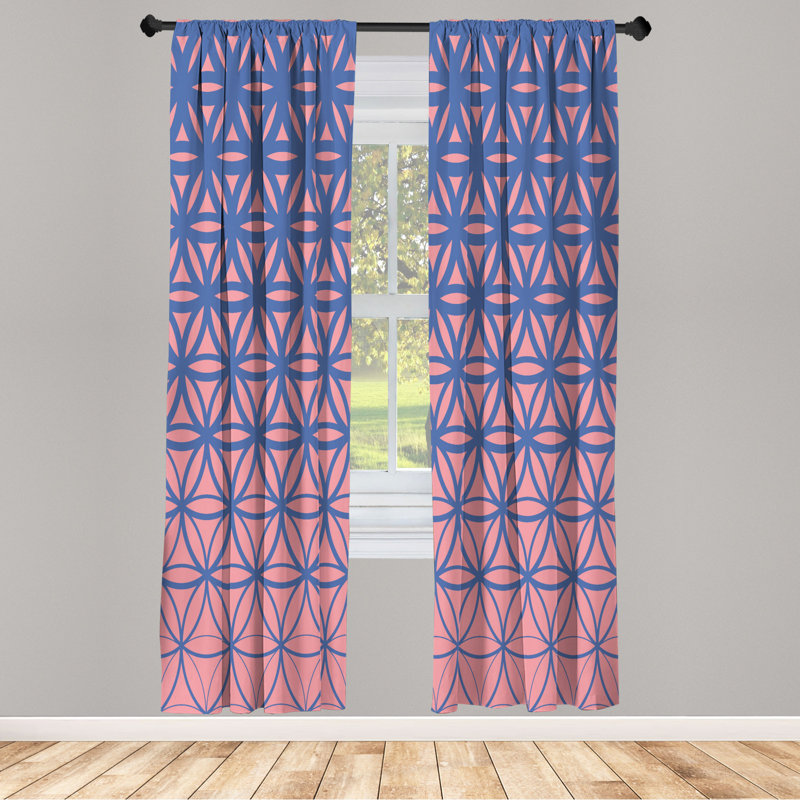 Microfiber Floral Semi-Sheer Rod Pocket Curtain Panels, 28" W x 84" L, Purple/Pink