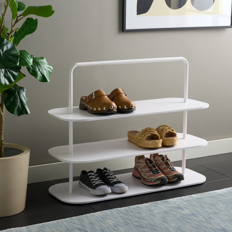 3-Tier Metal Shoe Rack, Off White