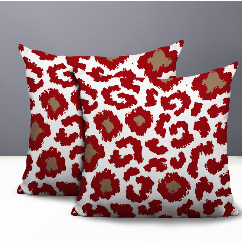 Oreiller réversible intérieur / extérieur à imprimé zébré Norbert, 18x18, Red