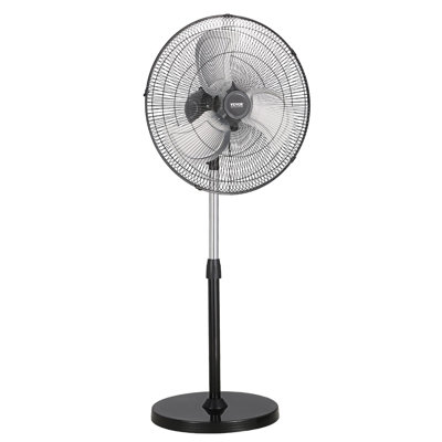 Ventilateur industriel sur piédestal, ventilateur oscillant de 18 pouces à 90 degrés, ventilateurs autoportants à hauteur réglable avec 3 vitesses réglables, ventilateurs haute puissance pour entrepôt, garage, commercial, résidentiel, noir