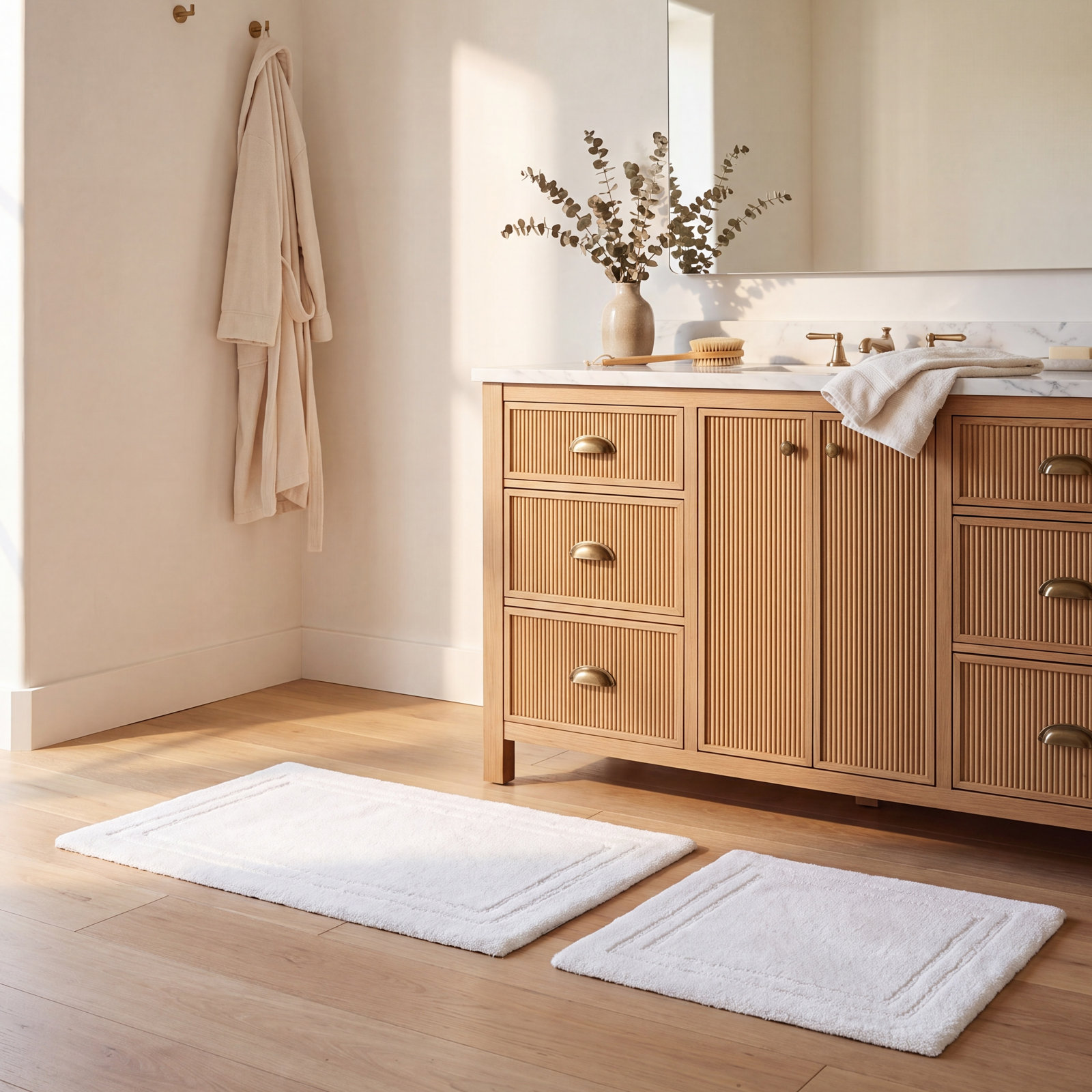 Cotton Bath Rug, Solid White