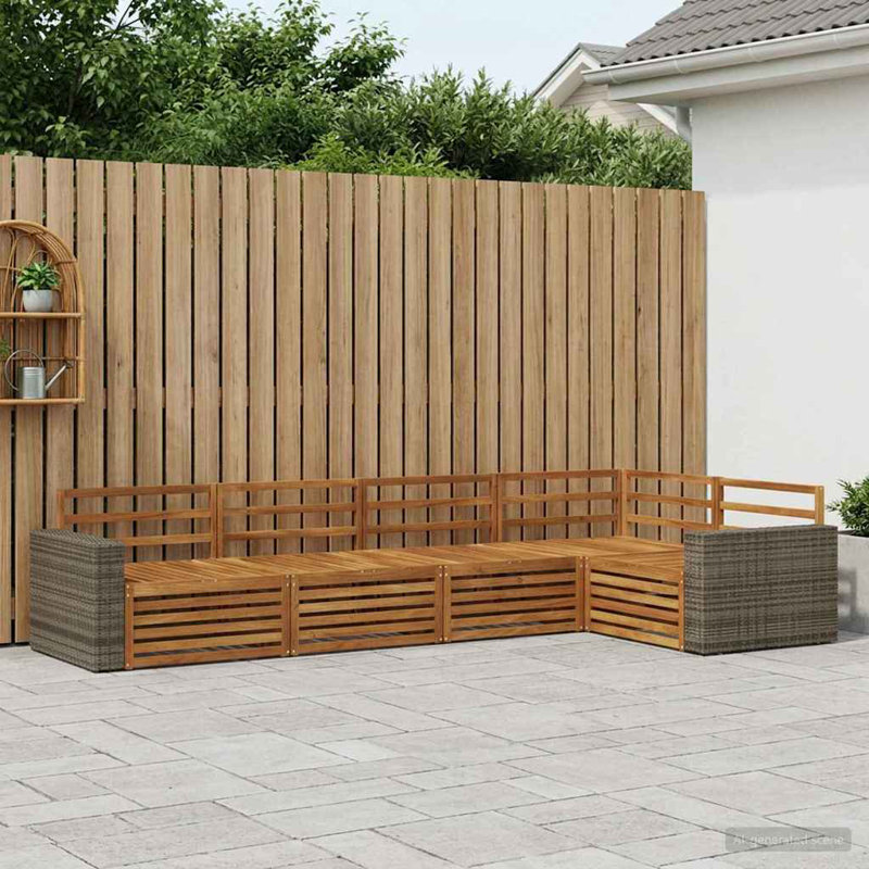 331cm Wide Patio Sectional Set, Grey, 5