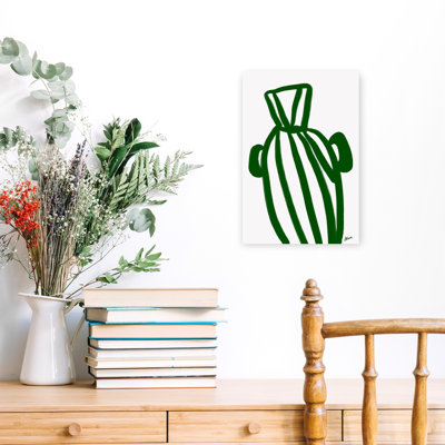 Vase vert foncé abstrait, art mural minimaliste élégant