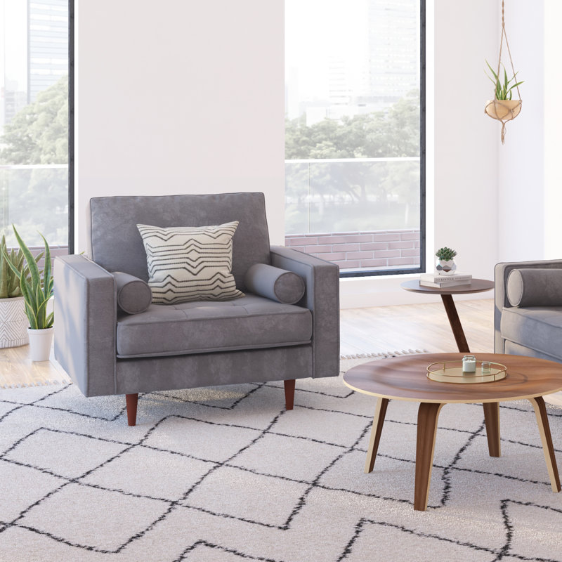 Fauteuil touffeté l 41,5 po Pritchett, Velours platine