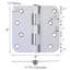 Charnière de porte en chrome, 4 po, rayon 5/8 po, paquet de 12