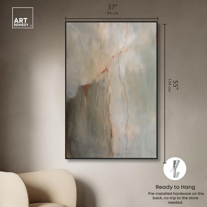 Toile «Fiery Traces IV» par Art Remedy, Cadre noir, H 55 po x l 37 po