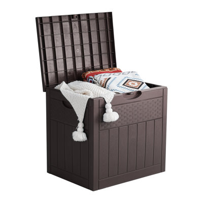 EHHLY 33 Gallon Deck Box, Small Outdoor Storage Box Waterproof, Lockable Secure Package Bin Delivery Box for Outside Front Porch, Delivery Driver Snack Box for Porch