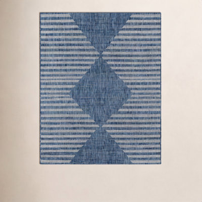Blue Geometric Outdoor Rug