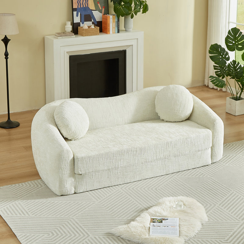 Canapé inclinable incurvé convertible avec assise profonde, Beige
