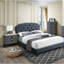 Cadre de lit double gris anthracite en toile de jute de style européen-40631223