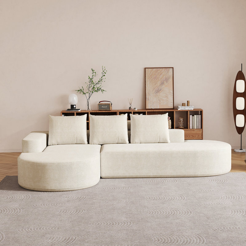Ensemble de canapé modulaire rembourré en chenille moderne, meubles de salon modulaires en L avec sièges très larges et coussins