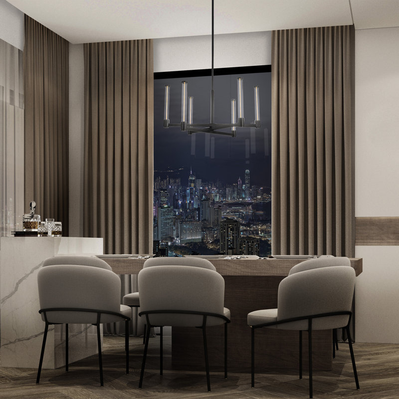 Jedi 6 - Light LED Chandelier, Black