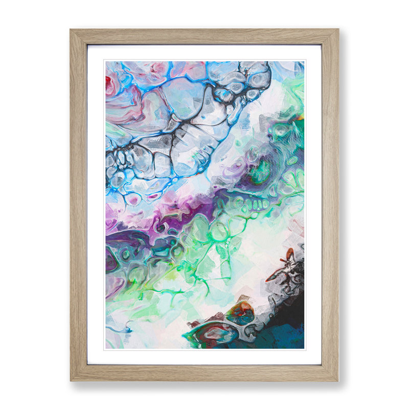 Free Dreams Abstract - Single Picture Frame Painting, 34cm H x 25cm W x 2cm D, Oak