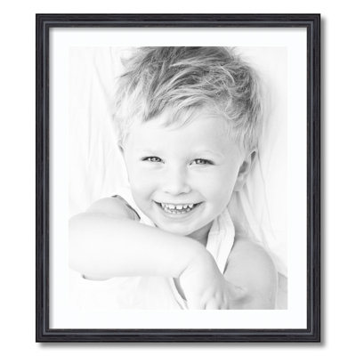 Black Wood Matte Picture Frame with Mat