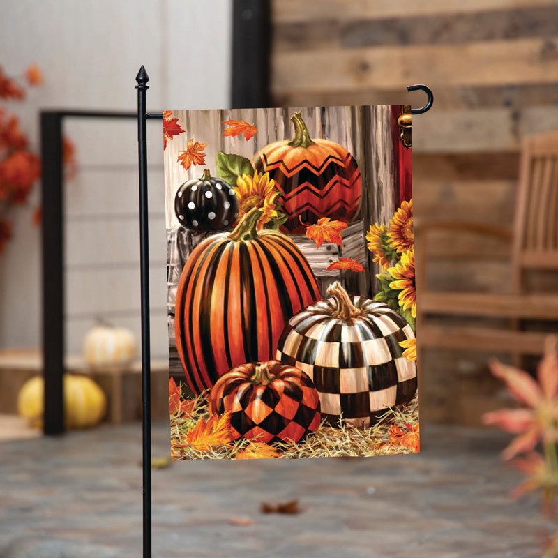 Automne récolte citrouilles drapeau de jardin en toile de jute