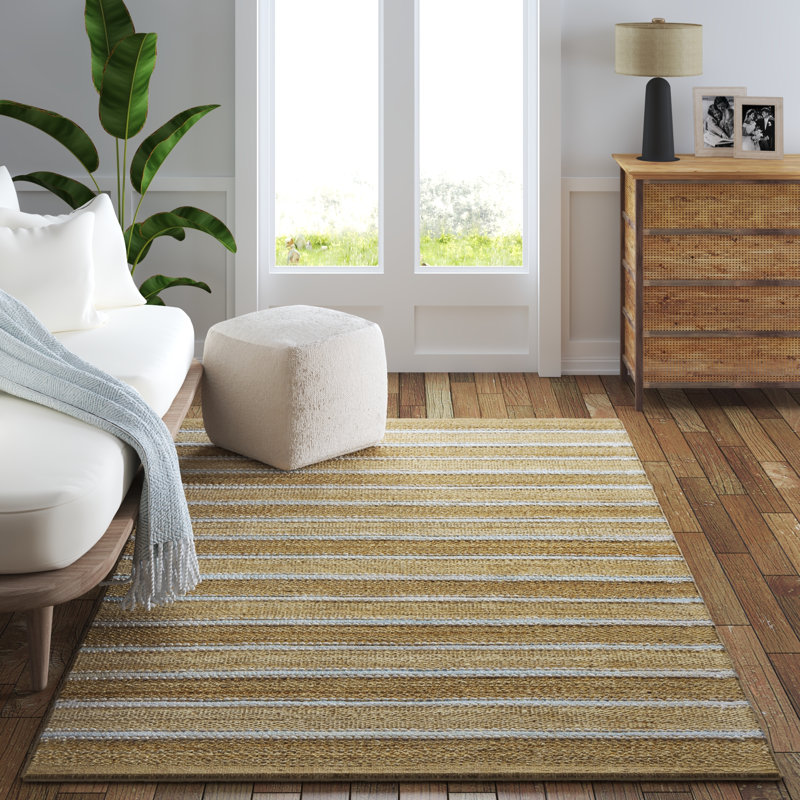 Coastal Striped Jute Blend Hand-Woven Indoor Area Rug, Runner 2'6" x 7'9"