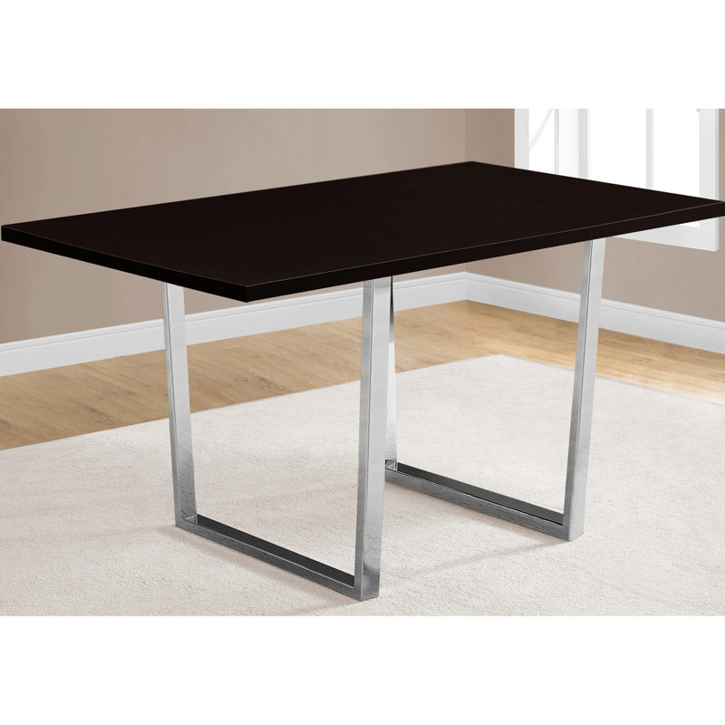 Table de salle à manger rectangulaire de 60 po en brun - stratifié avec pieds en métal brillant