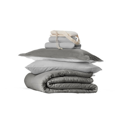 8-PC College Dorm Twin XL Bedding Bundle - Comforter Set, Sheet Set, Pillows and Laundry Bag