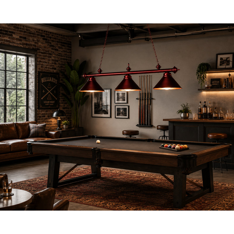 Bowdon 3 - Light Pool Table Linear Pendant By RAM Game Room, English Tudor