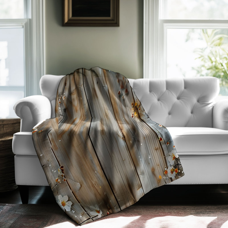 Couverture de sherpa de qualité supérieure Springtime Rustic Floral Harmony - 1 pièce, Grand lit