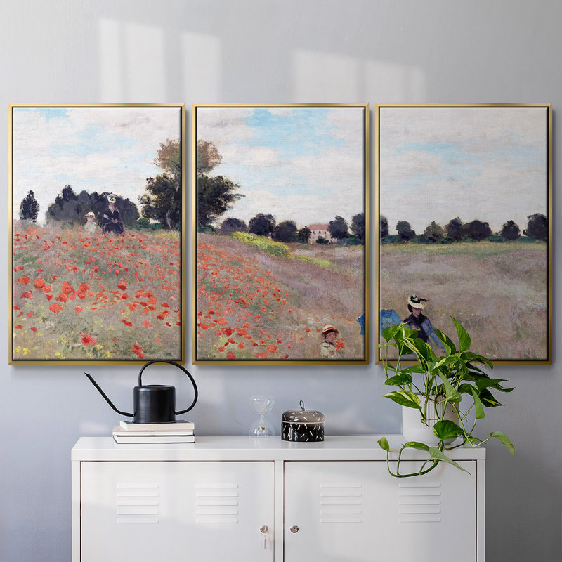 Monet - Toile encadrée multi-pièces_587MONETC, H 36 po x l 75 po x P 2 po, Or
