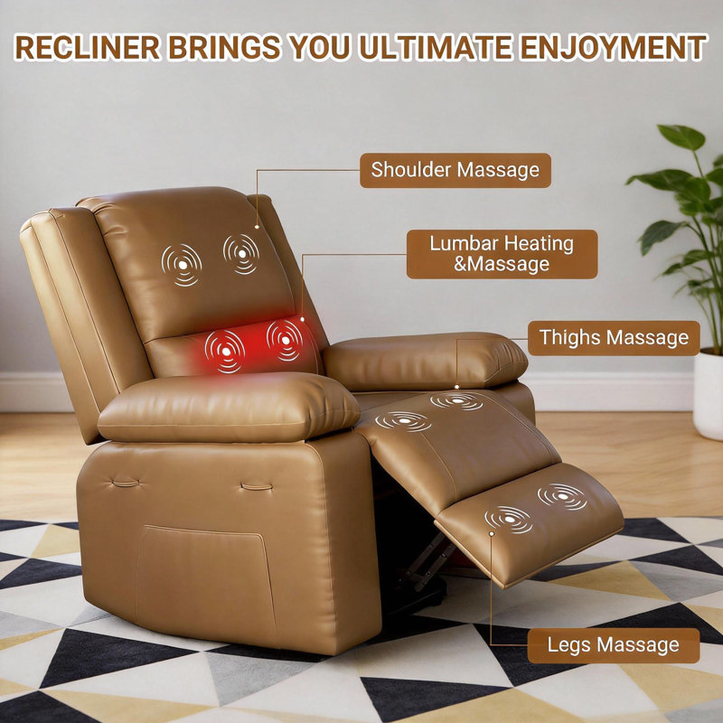 Fauteuil inclinable électrique avec massage et chaleur, Tanné