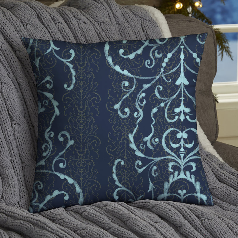 Personalization Mall Ornamental Print Throw Pillow, Square 14" H x 14" W