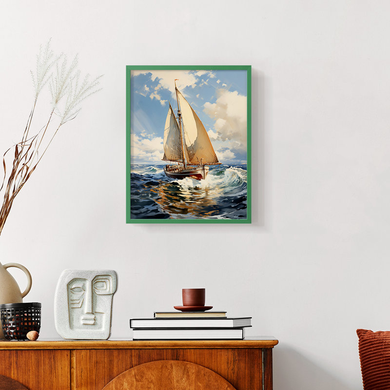 NAUTICAL Series CECLVI - Impression encadrée de qualité supérieure - Prêt à accrocher - Aucun clou requis, Vert