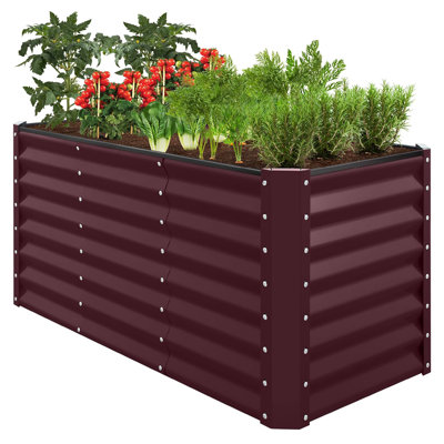Lit de jardin surélevé en métal pour l'extérieur 4 x 2 x 2 pi, jardinière spacieuse à racines profondes pour légumes, fleurs et herbes (capacité de 119 gallons)