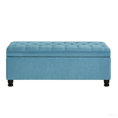 Upholstered Tufted Button Storage Bench, Entry Bench with Spindle Wooden Legs, Bed Bench