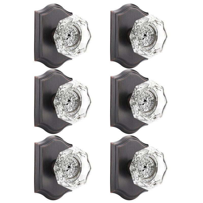 Boutons de porte en cristal Crystal, Bronze frotté à l'huile, Intimité (lit et salle de bain)