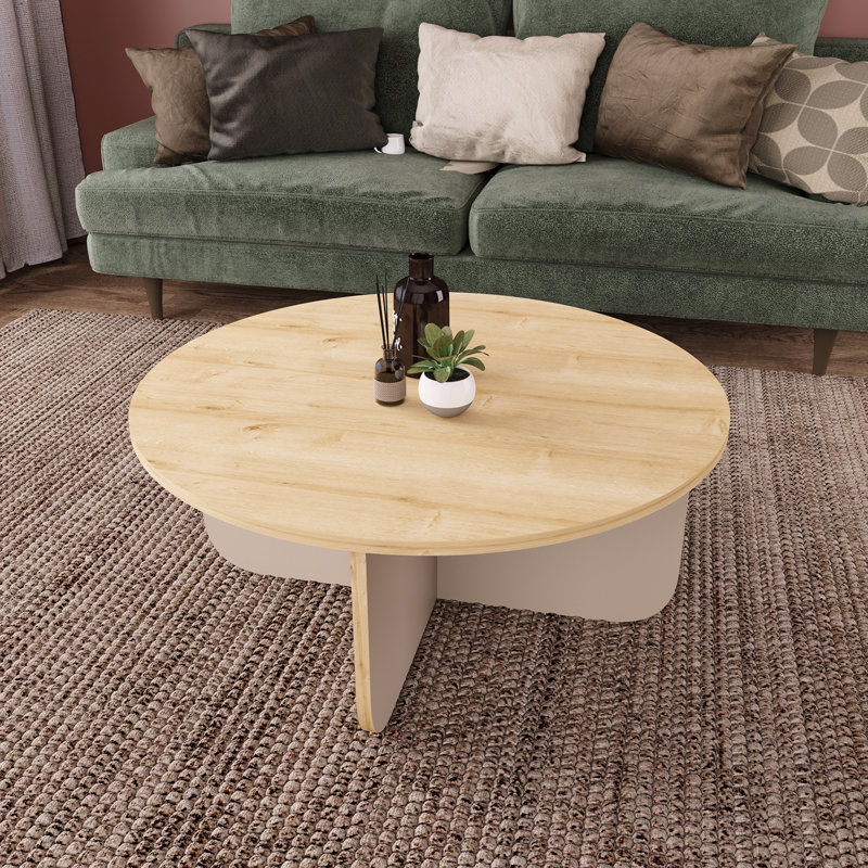 80cm Round Coffee Table - Modern Small Table for Living Room | Stylish Unique Centrepiece, Light Grey