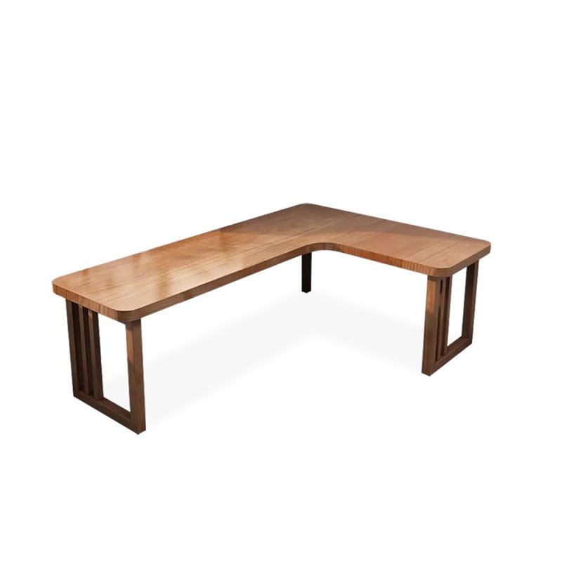 Tan Rectangular Solid Wood desks, Right Hand Return, 29.53"H x 78.74" W x 55.12" D