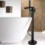 Robinet de baignoire moderne avec douche à main - noir mat, 1 trou, douche à fixation murale noire, poignée en métal