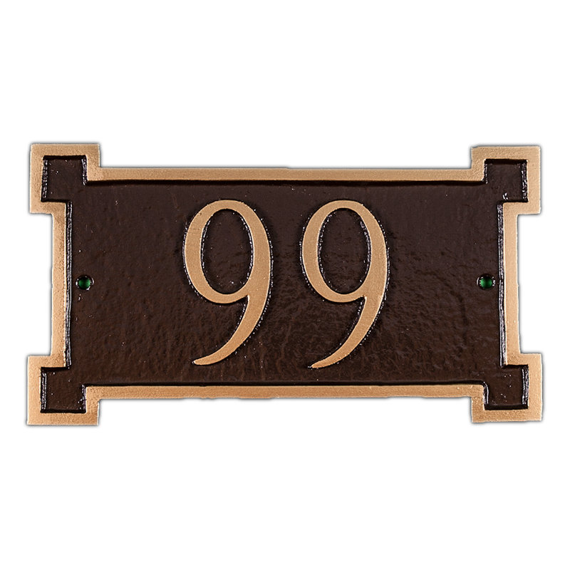 Plaque d'adresse murale 1 ligne Petite, Chocolat / or, Oui