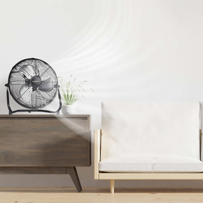 18 In. 3-Speed High-Velocity Industrial Heavy Duty Metal Floor Fan In Black With Tilting Head For Outdoor/Indoor Use