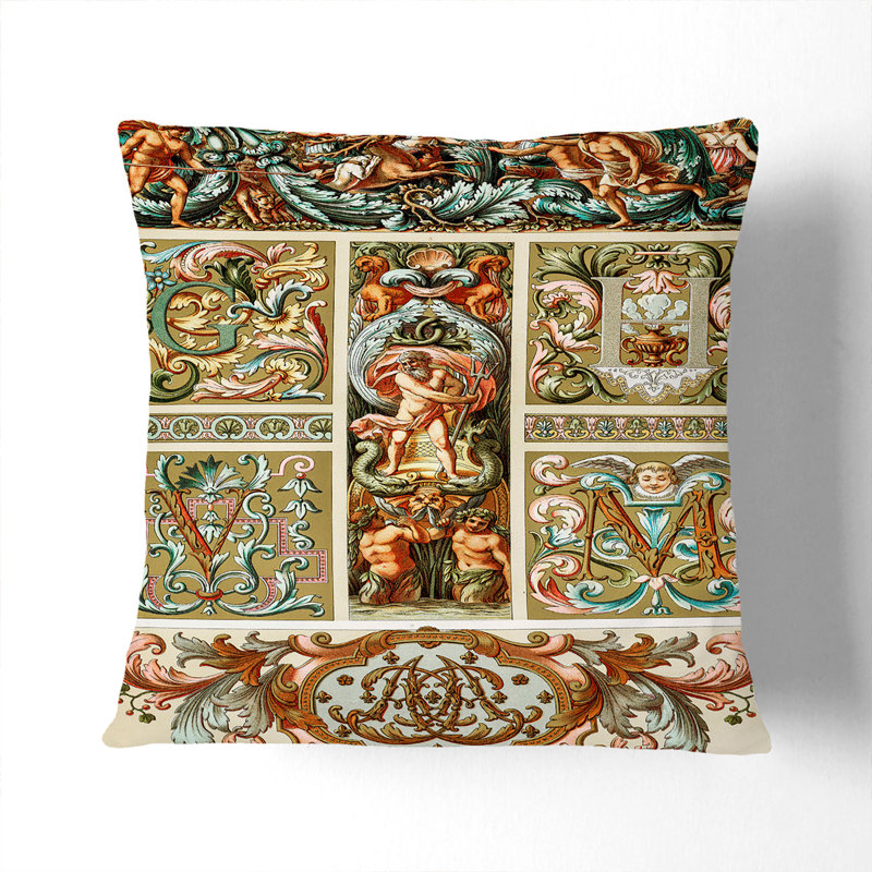 17th Century Pattern Square Throw Cushion, 55 x 55 cm