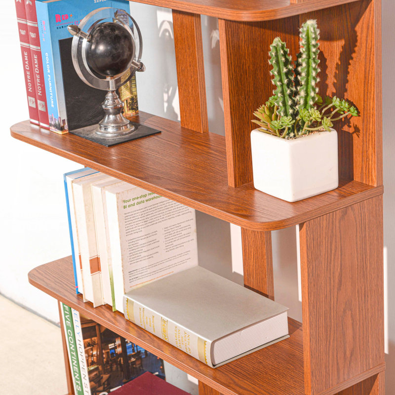 Bibliothèque moderne 31,5 "x 64,56" à 5 niveaux (rangement ouvert), Naturel