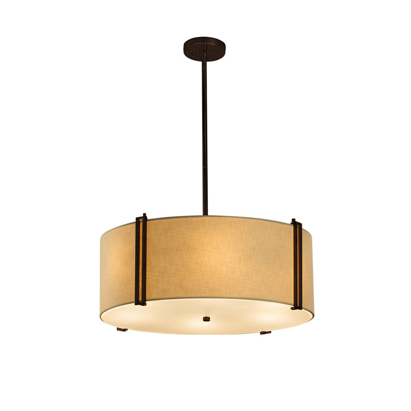 Geoffroy 6 - Light Dimmable Drum Chandelier, Cream, Matte Black