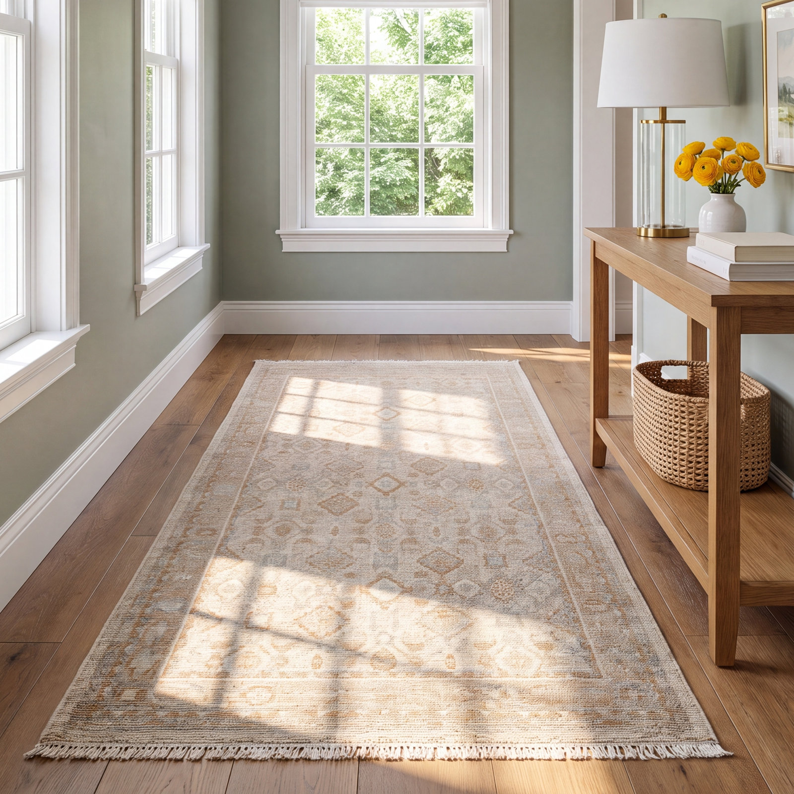 Hand-Knotted Oriental Wool Rug, Runner 2'6" x 8"