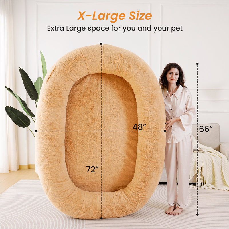 Ethelee Large Dog Bed for Adults and Pets, Human Sized Dog Bed For People, Giant Dog Bed for Humans, Blanket, Removable Cover,Anti-Slip Bean Bag For Large Dogs