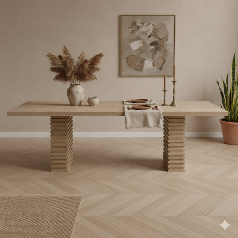 95-Inch Dining Table (Light Ash Finish)