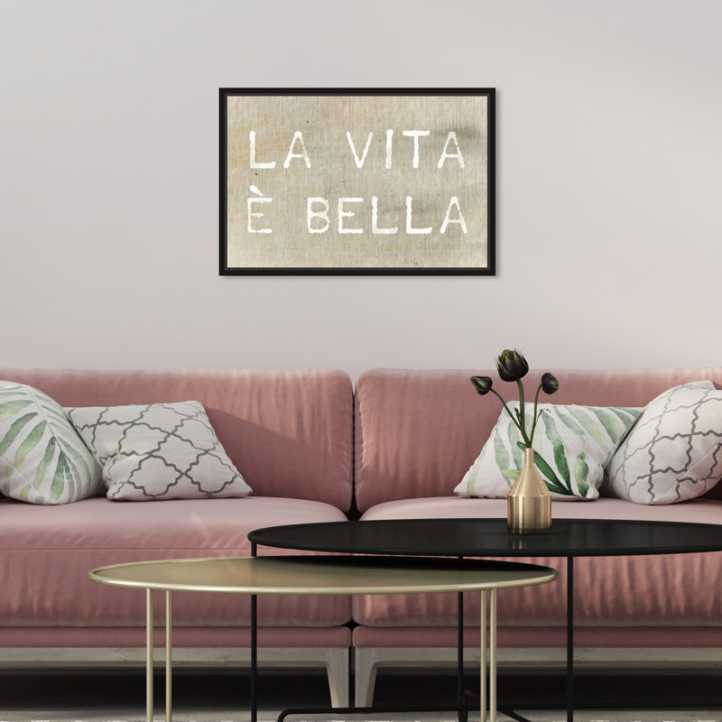 «Life is Beautiful Typographie and Quotes», reproduction d'art textuel sur toile, H 15 po x l 10 po, Cadre noir
