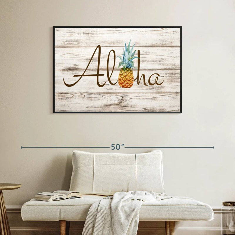 Aloha ananas, Cadre flottant noir, 40 po x 27 po