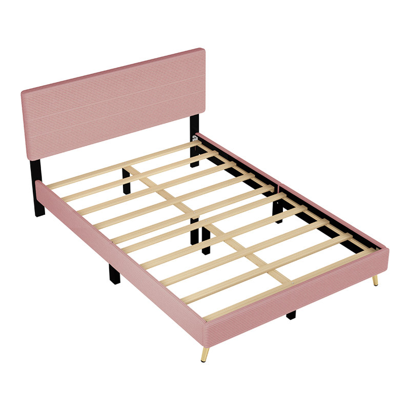 Lit plateforme tapissier Menlo, Rose