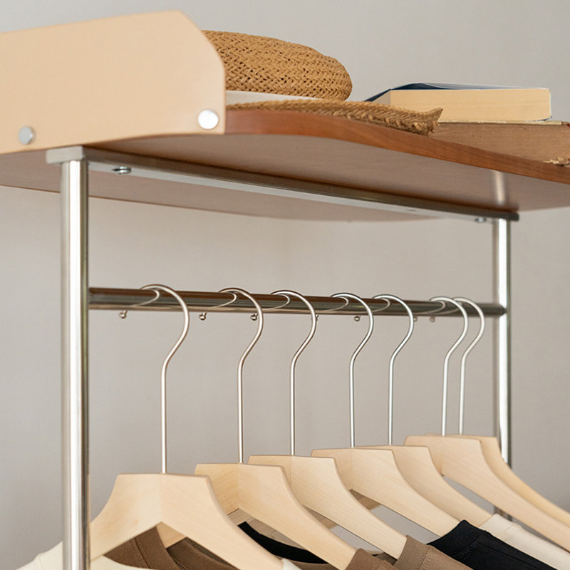 Wooden Coat Rack with Drawers & Mobile Wheels