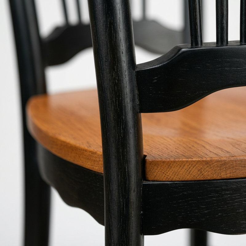 Ensemble de salle à manger rectangulaire 7 pièces en bois d'hévéa asiatique fini cerisier noir avec feuille papillon