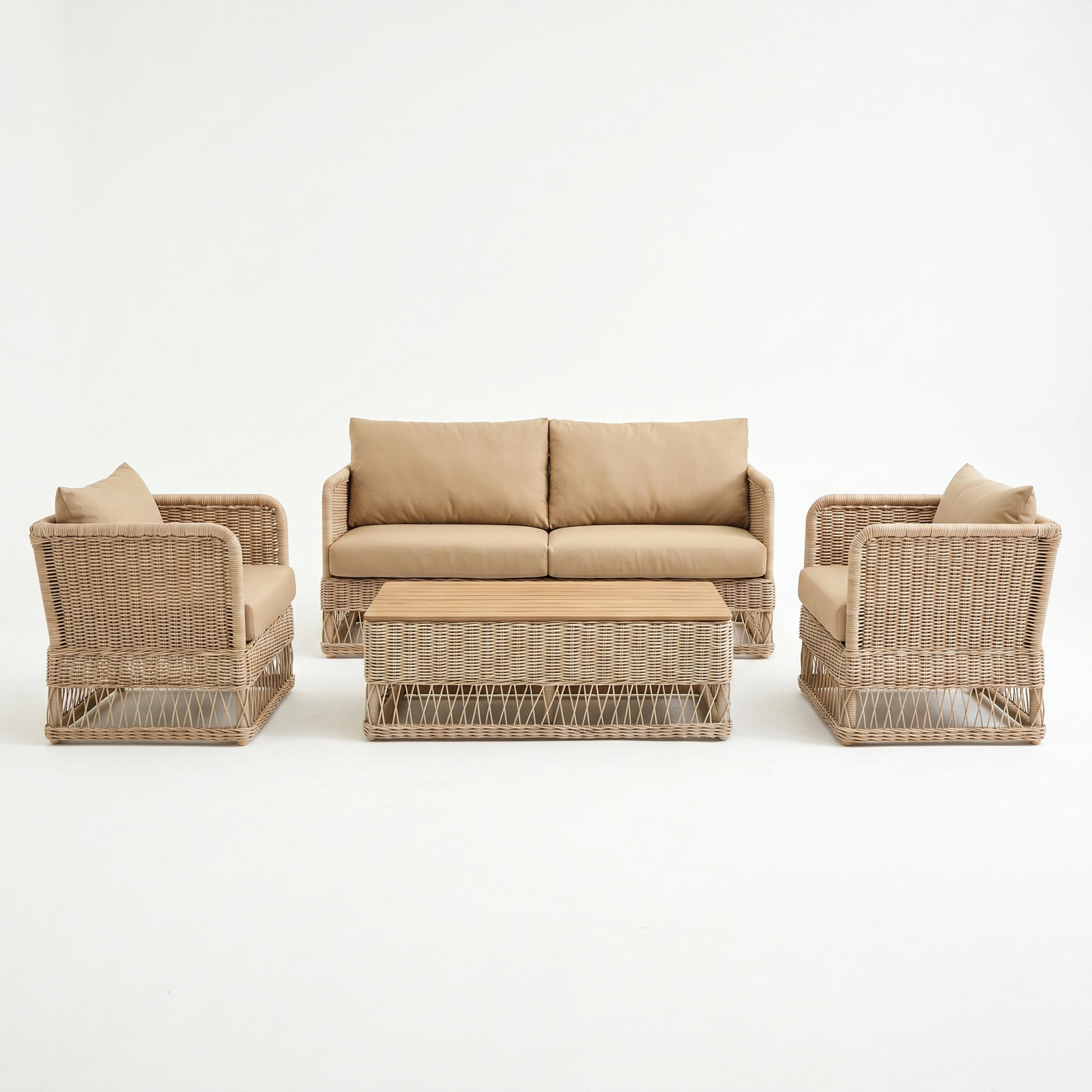 Margot 5-Person Sunbrella® Complete Patio Set, Brown, Canvas Beige