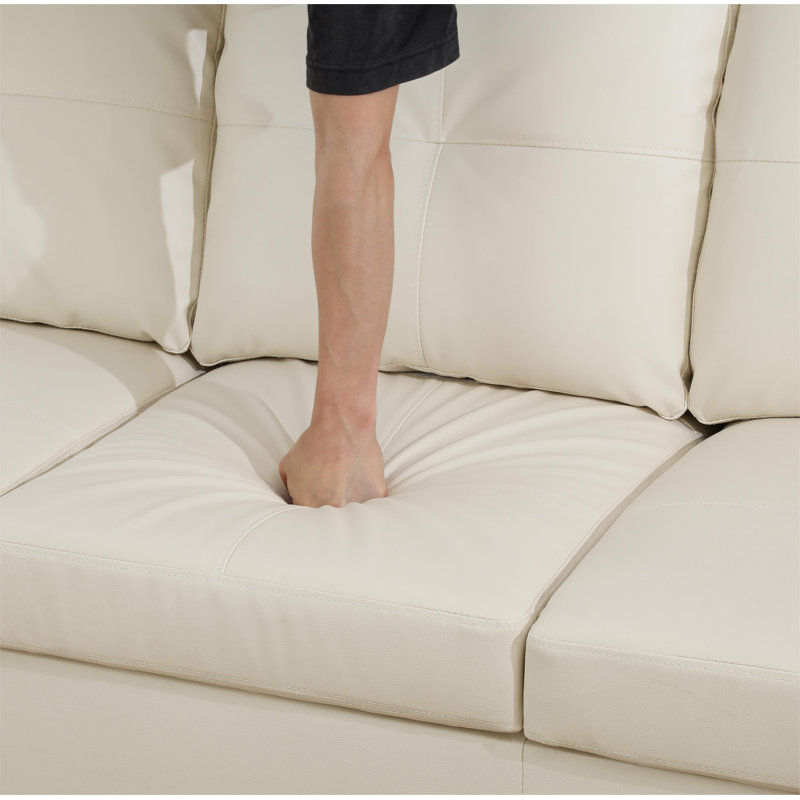Petit canapé modulaire en similicuir 2 pièces de 103 po avec coussins de siège fermes Zoie, Orienté à gauche (vu de face)